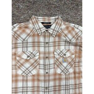 Carhartt Western Style Casual Push Button Up Rugged Flex Relaxed Fit size XL
